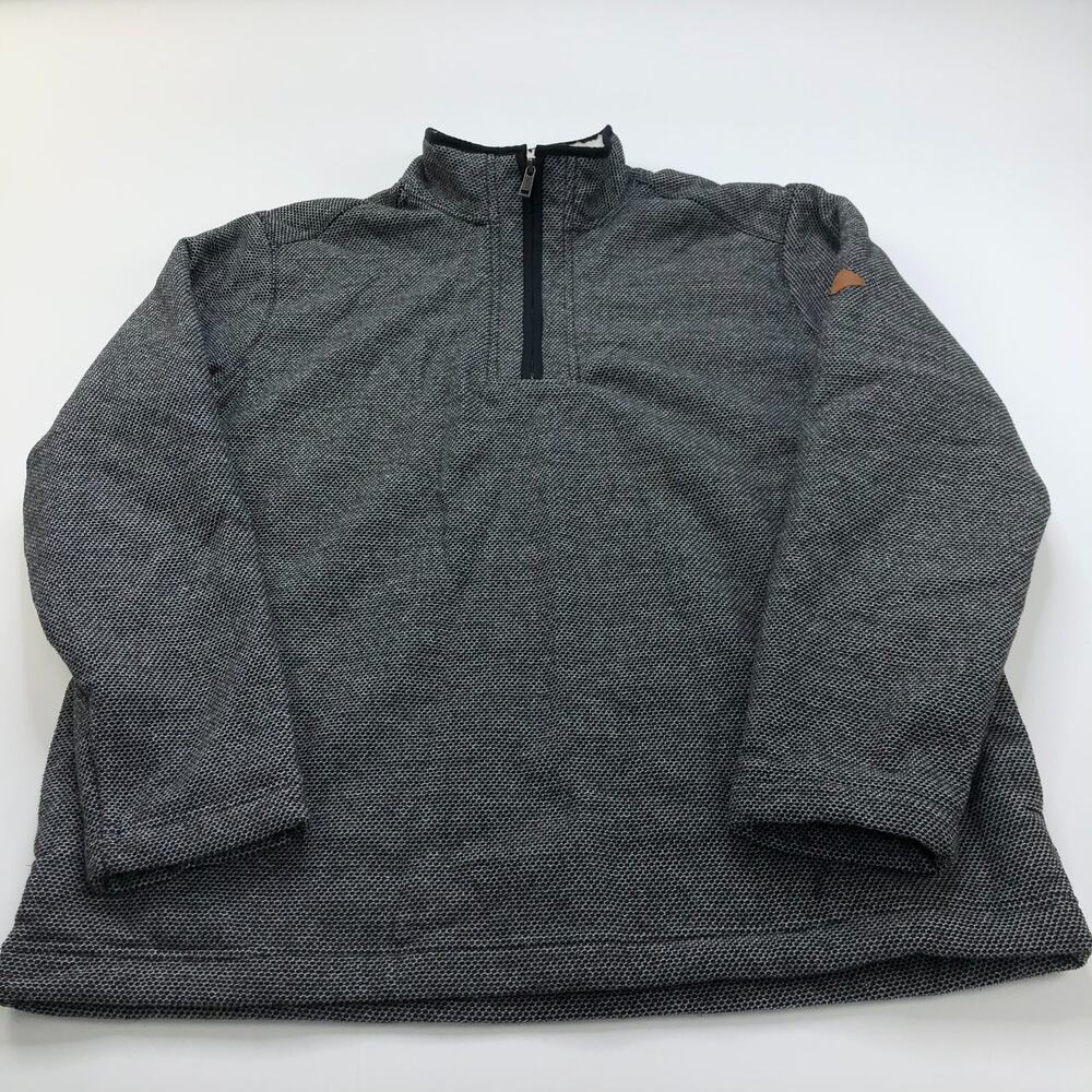 Orvis XL Gray Sherpa Lined Mens Pullover 1/4 Zip Mock Neck Sweater MINT